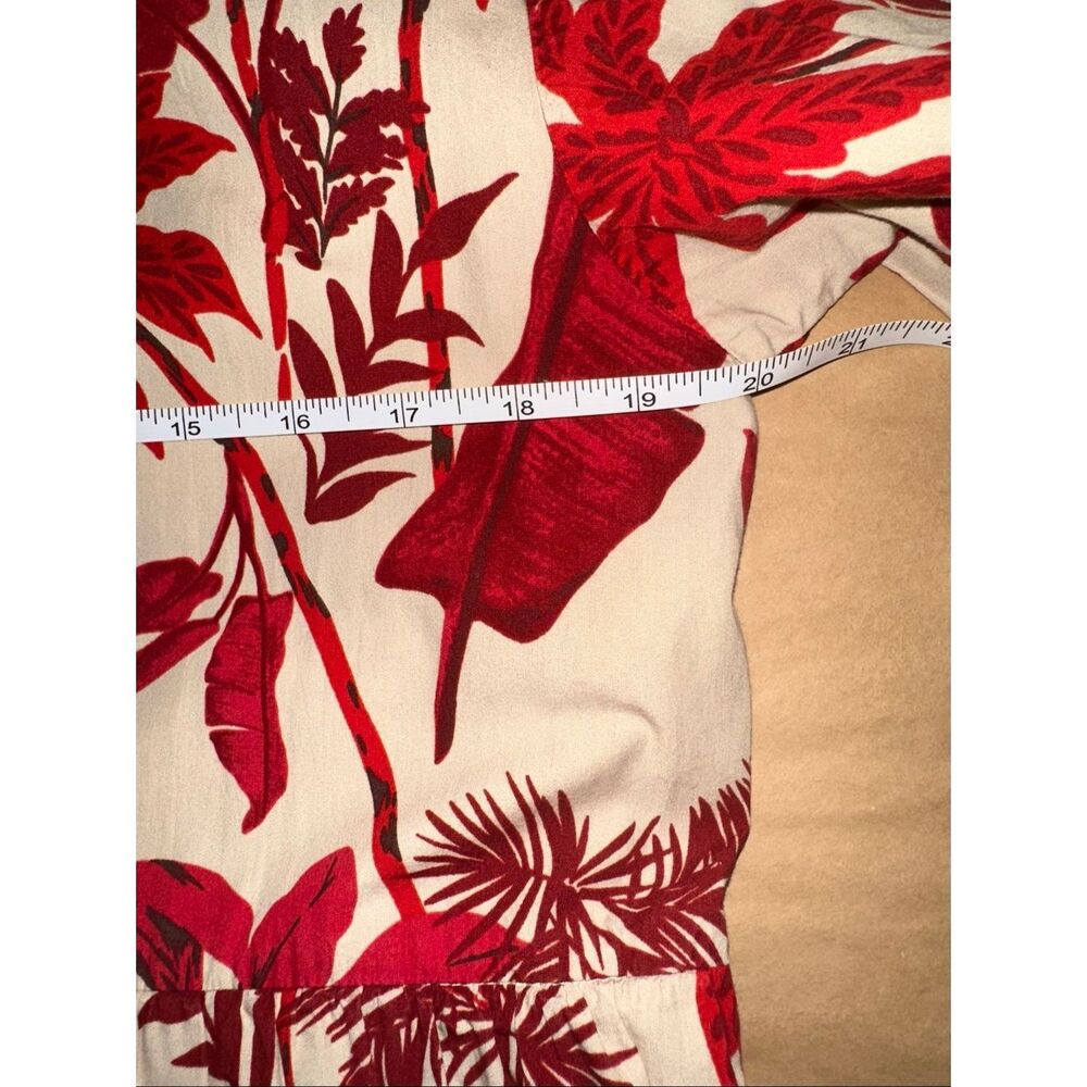 Maeve Medium Bettina Tiered Shirt Dress Red Tropical Floral Midi Boho Resort - Picture 10 of 11